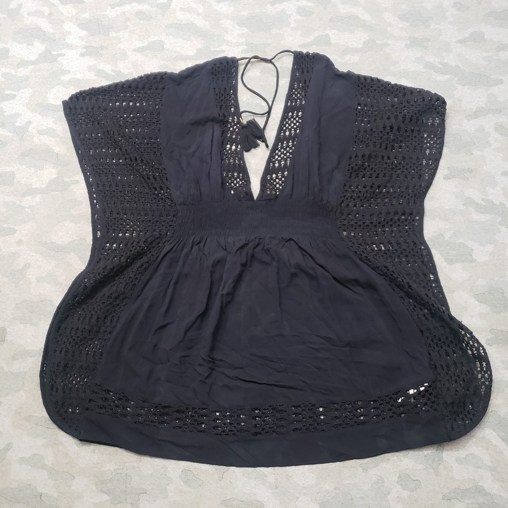 Abercrombie and Fitch Crochet Womens XS/S Black Sleeveless Beach Cover Up